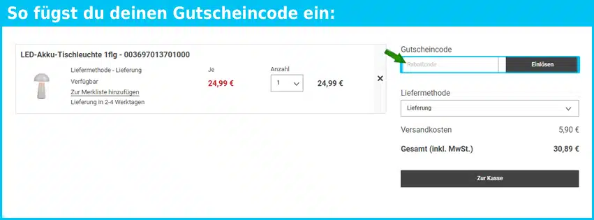 schaffrath Gutschein einfuegen und sparen blau