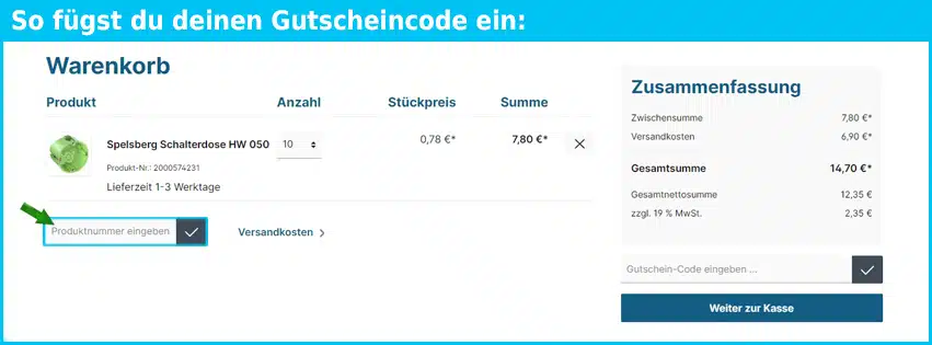 sello24 Gutschein einfuegen und sparen blau