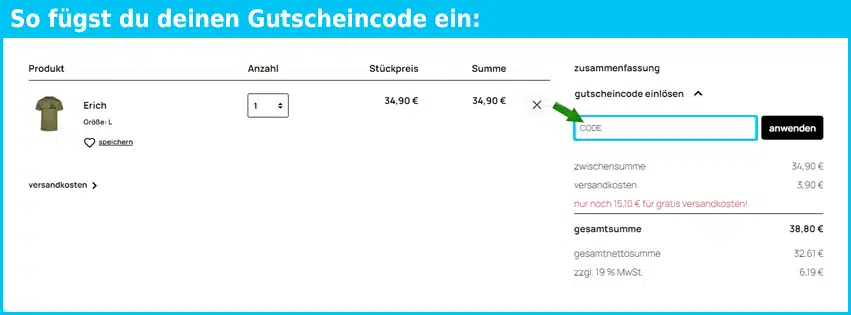 spitzbub Gutschein einfuegen und sparen blau