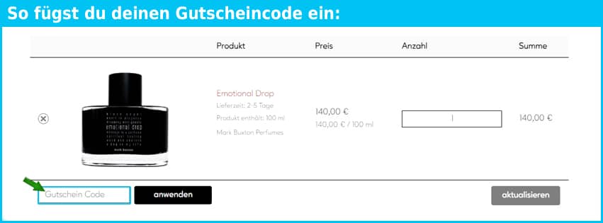 theperfumecollective Gutschein einfuegen und sparen blau