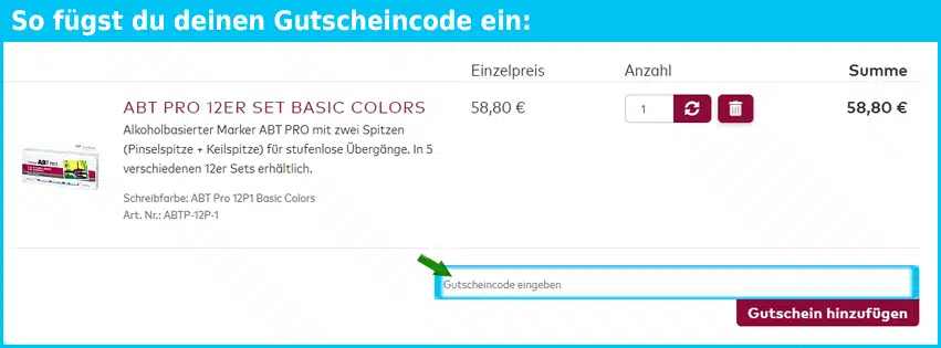 tombow Gutschein einfuegen und sparen blau