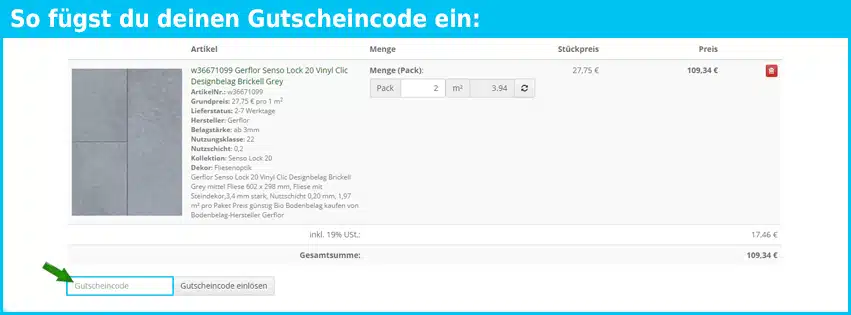 allfloors-boden Gutschein einfuegen und sparen blau