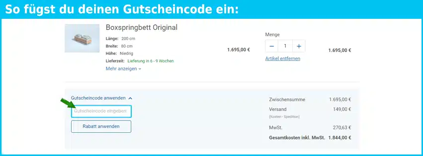 auping Gutschein einfuegen und sparen blau