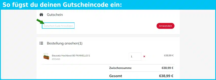 bellissa Gutschein einfuegen und sparen blau