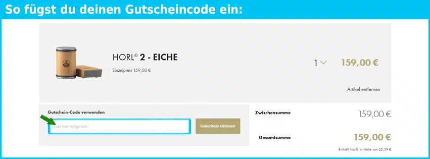 horl Gutschein einfuegen und sparen blau