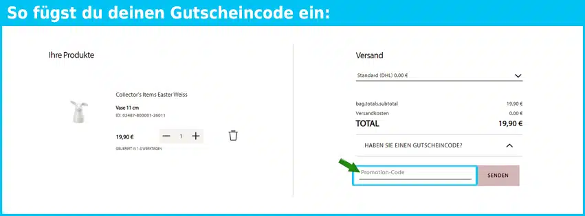 hutschenreuther Gutschein einfuegen und sparen blau