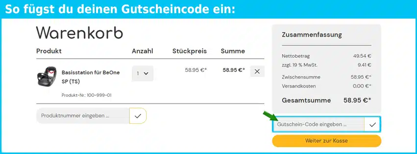 osann Gutschein einfuegen und sparen blau