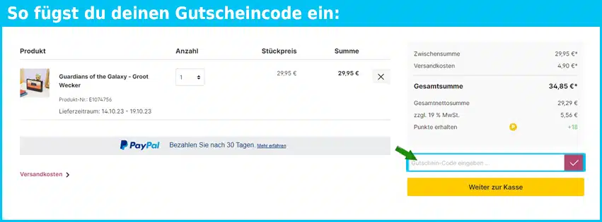 elbenwald Gutschein einfuegen und sparen blau