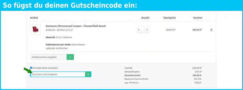 furnster Gutschein einfuegen und sparen blau