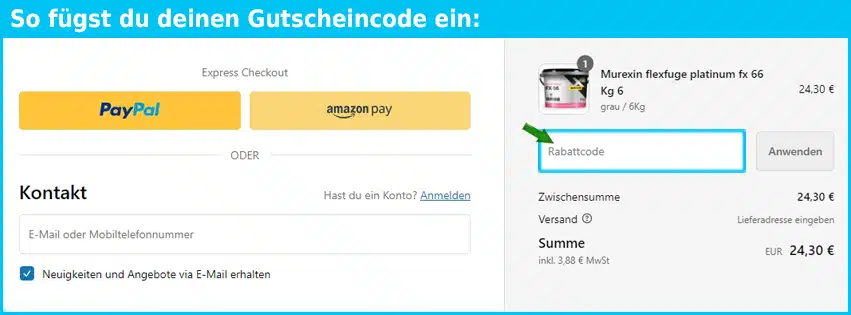 ml-baushop Gutschein einfuegen und sparen blau