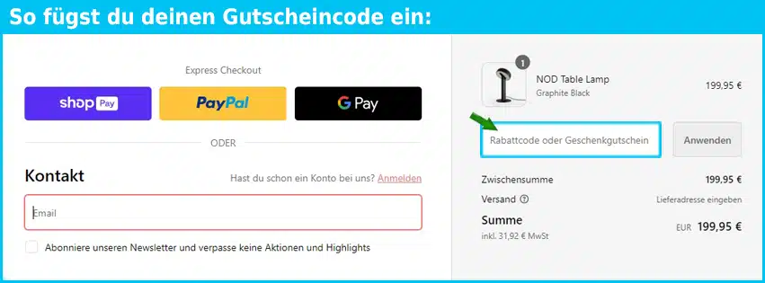 rikiki Gutschein einfuegen und sparen blau