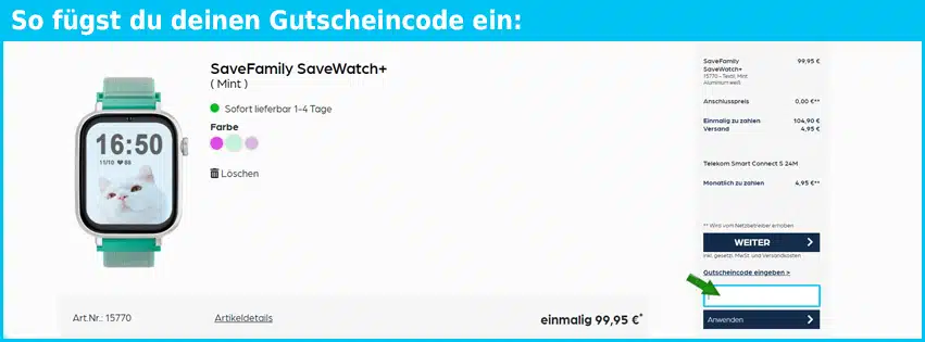 starmobile Gutschein einfuegen und sparen blau