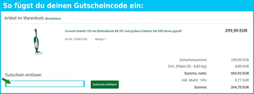 staubsaugermanufaktur Gutschein einfuegen und sparen blau