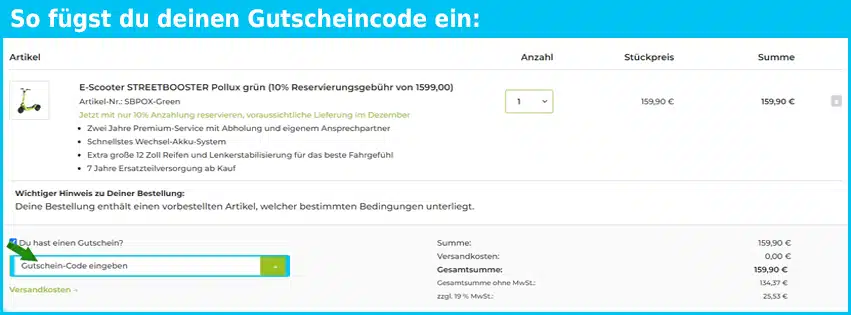streetbooster Gutschein einfuegen und sparen blau