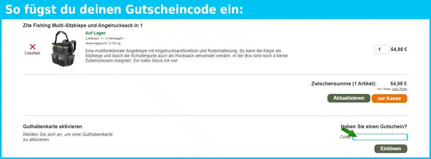 zite Gutschein einfuegen und sparen blau