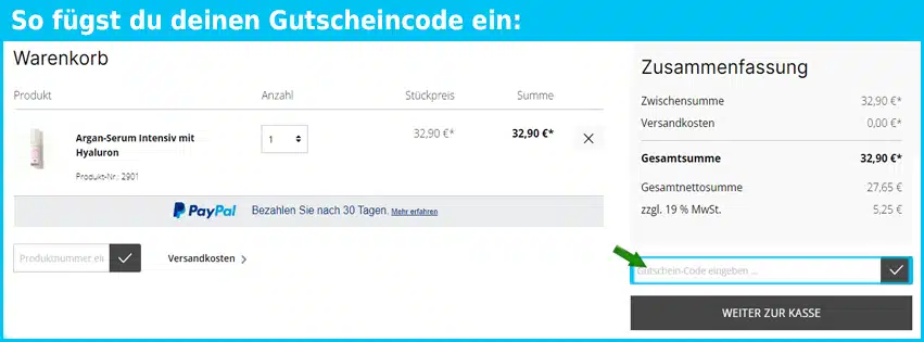 argandor-cosmetic Gutschein einfuegen und sparen blau