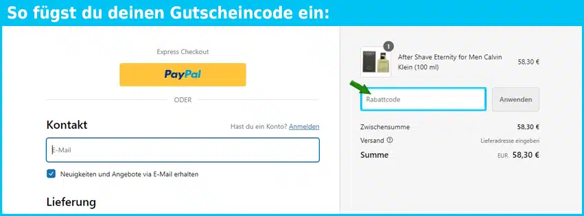 dunleath Gutschein einfuegen und sparen blau