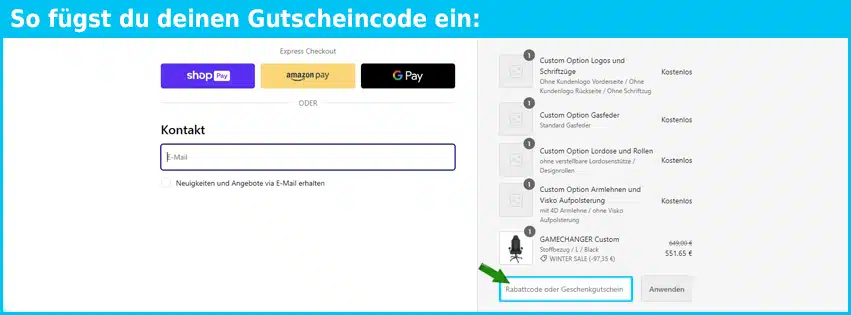 gamechanger-germany Gutschein einfuegen und sparen blau