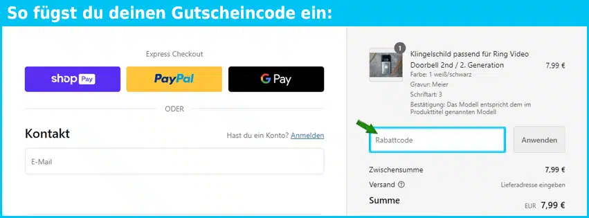 gravurfix Gutschein einfuegen und sparen blau
