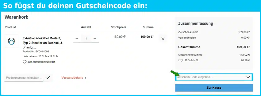 kabelmeister Gutschein einfuegen und sparen blau