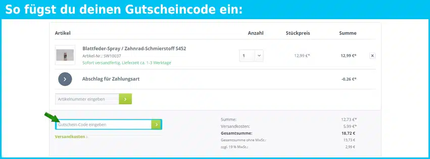 kleksshop Gutschein einfuegen und sparen blau