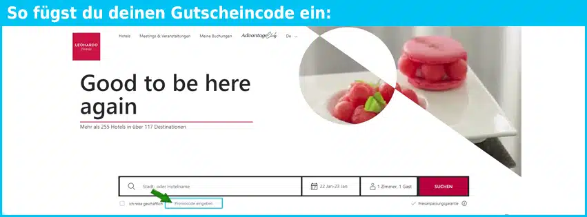 leonardo-hotels Gutschein einfuegen und sparen blau