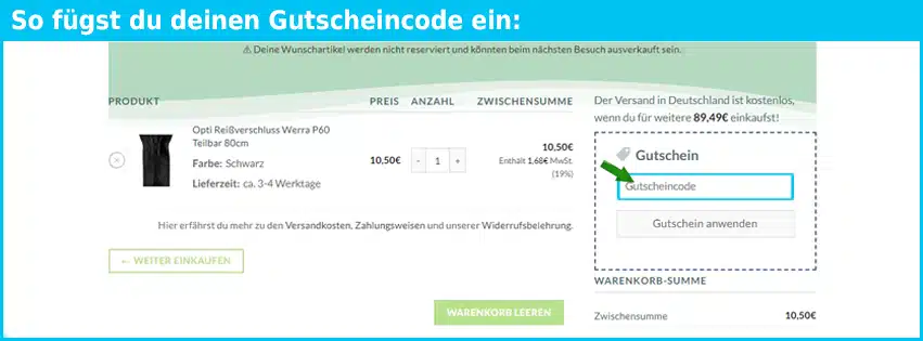 meinestoffkiste Gutschein einfuegen und sparen blau