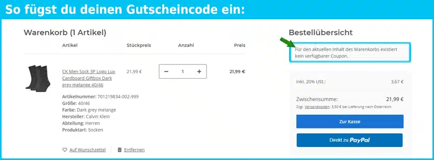onpoint Gutschein einfuegen und sparen blau