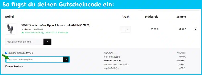 profioutdoor Gutschein einfuegen und sparen blau