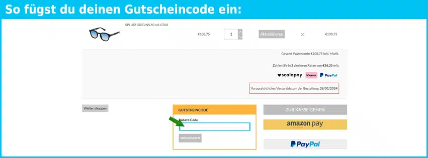vistaexpert Gutschein einfuegen und sparen blau