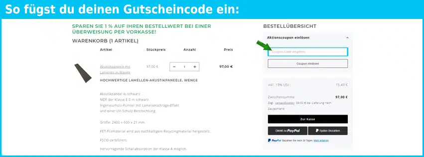 arche-home Gutschein einfuegen und sparen blau