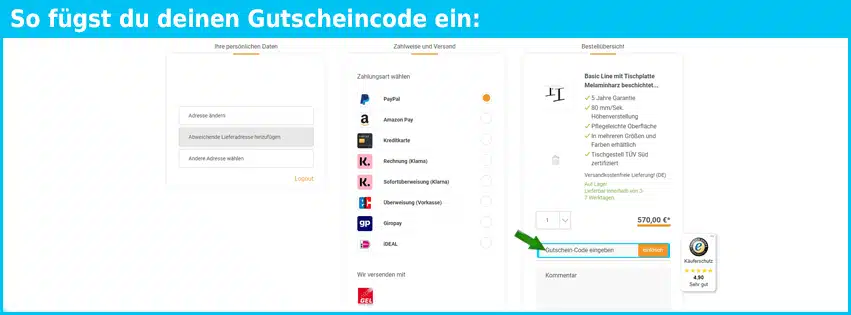 boho-moebel Gutschein einfuegen und sparen blau