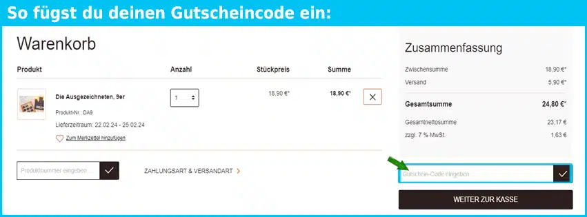 dasbernsteinzimmer Gutschein einfuegen und sparen blau