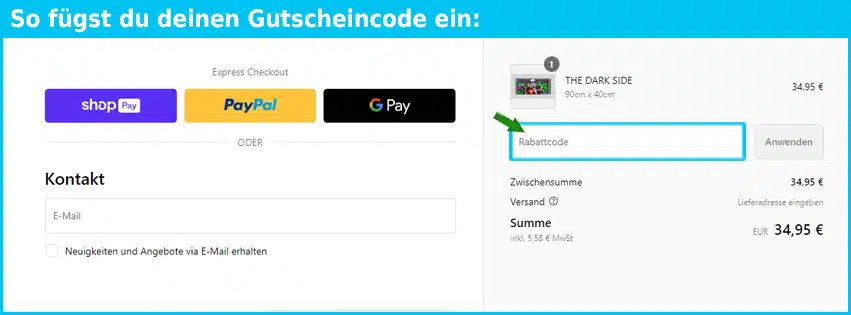 deskyou Gutschein einfuegen und sparen blau