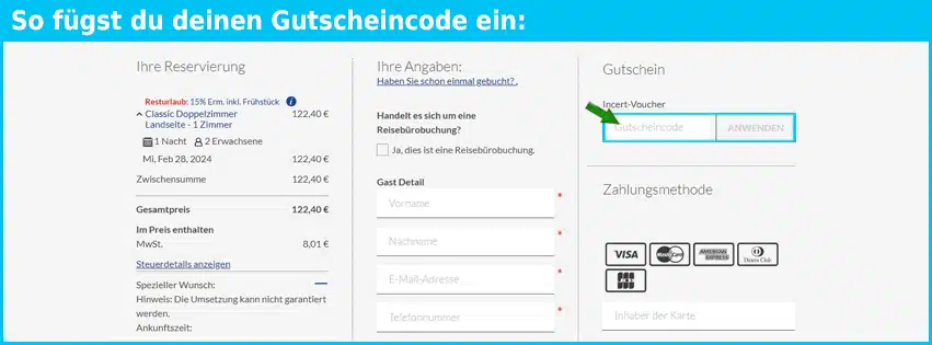 kaiserhof Gutschein einfuegen und sparen blau