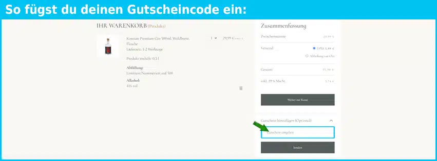 konsum-gin Gutschein einfuegen und sparen blau