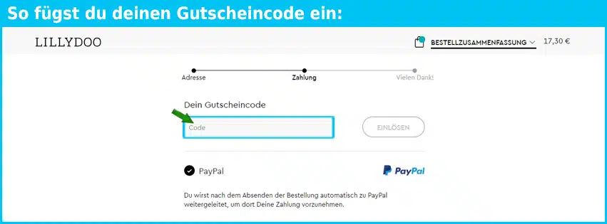lillydoo Gutschein einfuegen und sparen blau