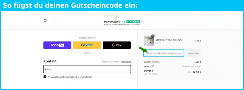 lykkeandyou Gutschein einfuegen und sparen blau