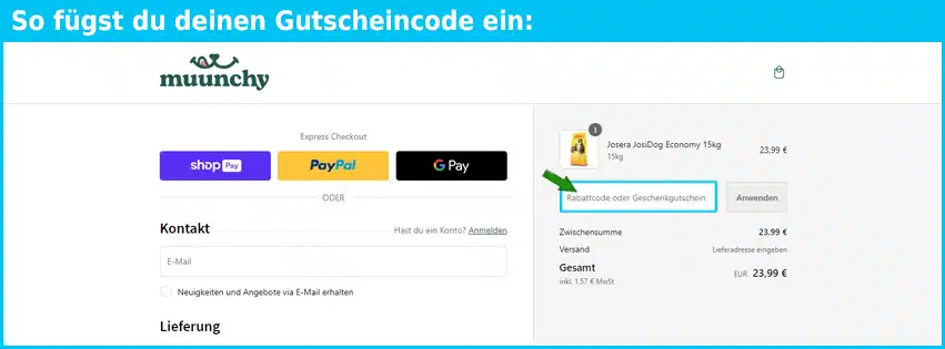 muunchy Gutschein einfuegen und sparen blau