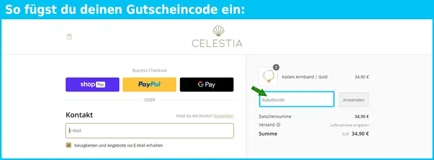 mycelestia Gutschein einfuegen und sparen blau