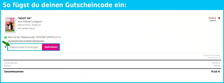 printler Gutschein einfuegen und sparen blau