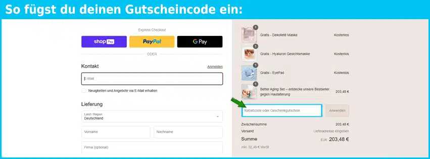 48grams Gutschein einfuegen und sparen blau
