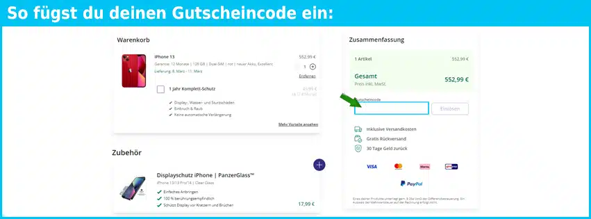 amiva Gutschein einfuegen und sparen blau