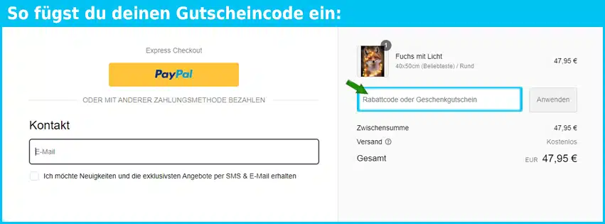diamondpainter Gutschein einfuegen und sparen blau