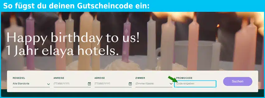 elaya-hotels Gutschein einfuegen und sparen blau