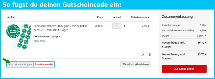 hein Gutschein einfuegen und sparen blau