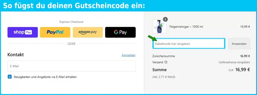 licargo Gutschein einfuegen und sparen blau