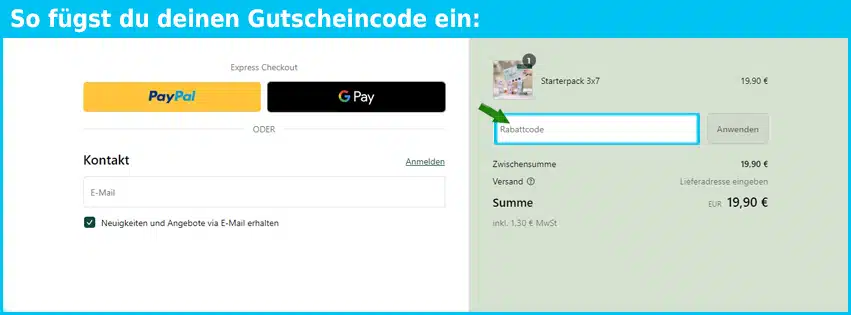 livgelassen Gutschein einfuegen und sparen blau