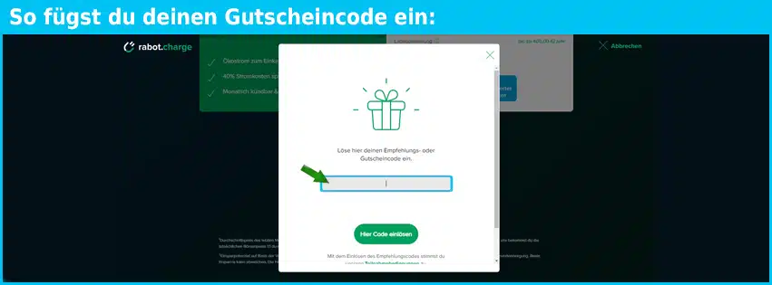 rabot-charge Gutschein einfuegen und sparen blau