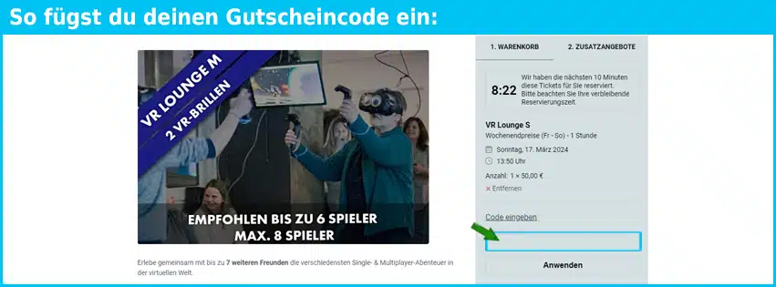 virtualounge Gutschein einfuegen und sparen blau